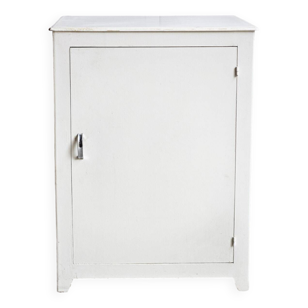 Buffet bas, meuble bar, placard, bois blanc, vintage, années 60