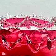 Raspberry red glass jardinière, taste of Auguste Jean or Legras.