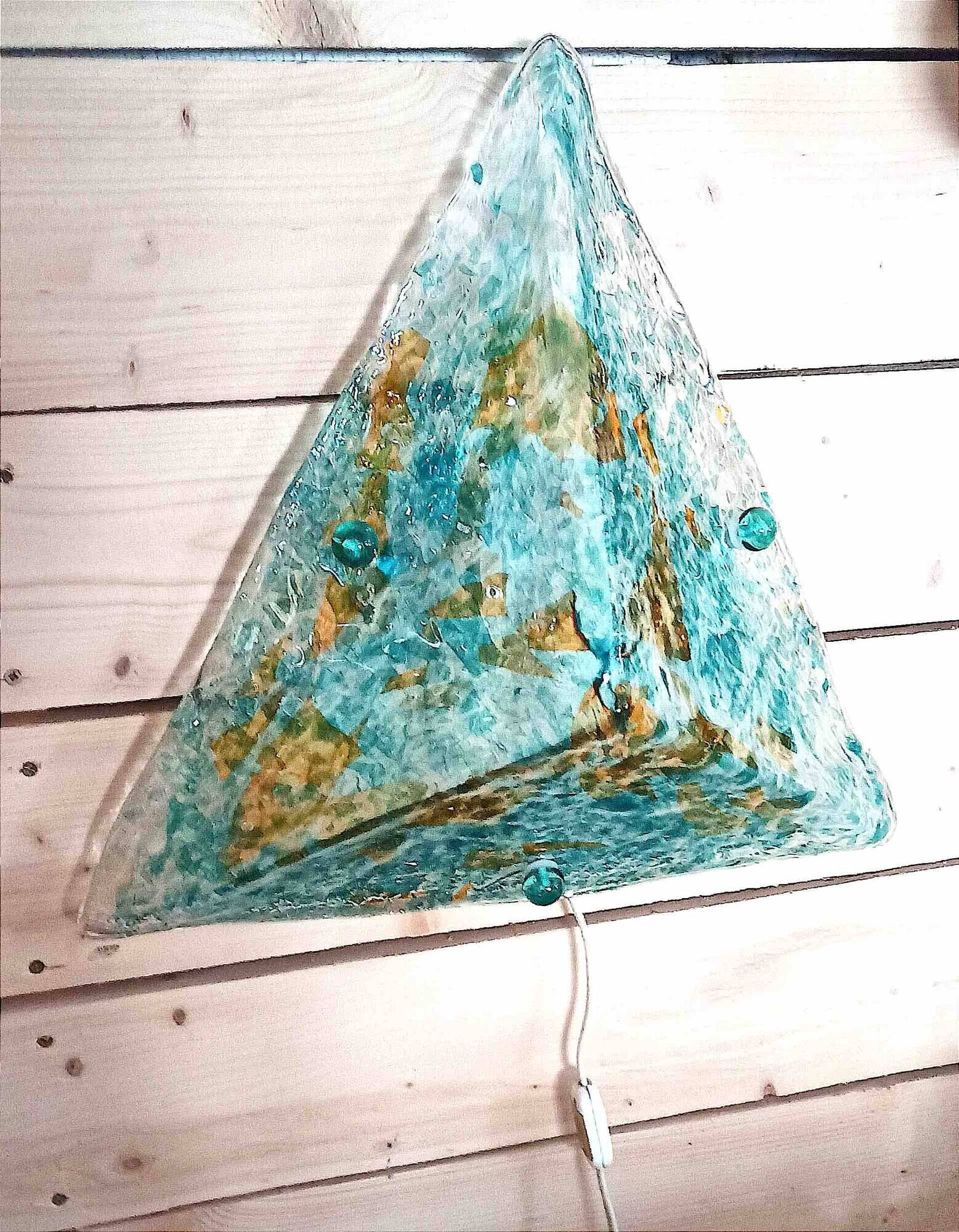 Triangular Murano light fixture (ceiling light or wall light) 1970s Height 48 cm