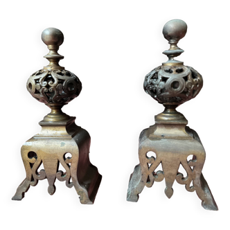 Old fireplace andirons