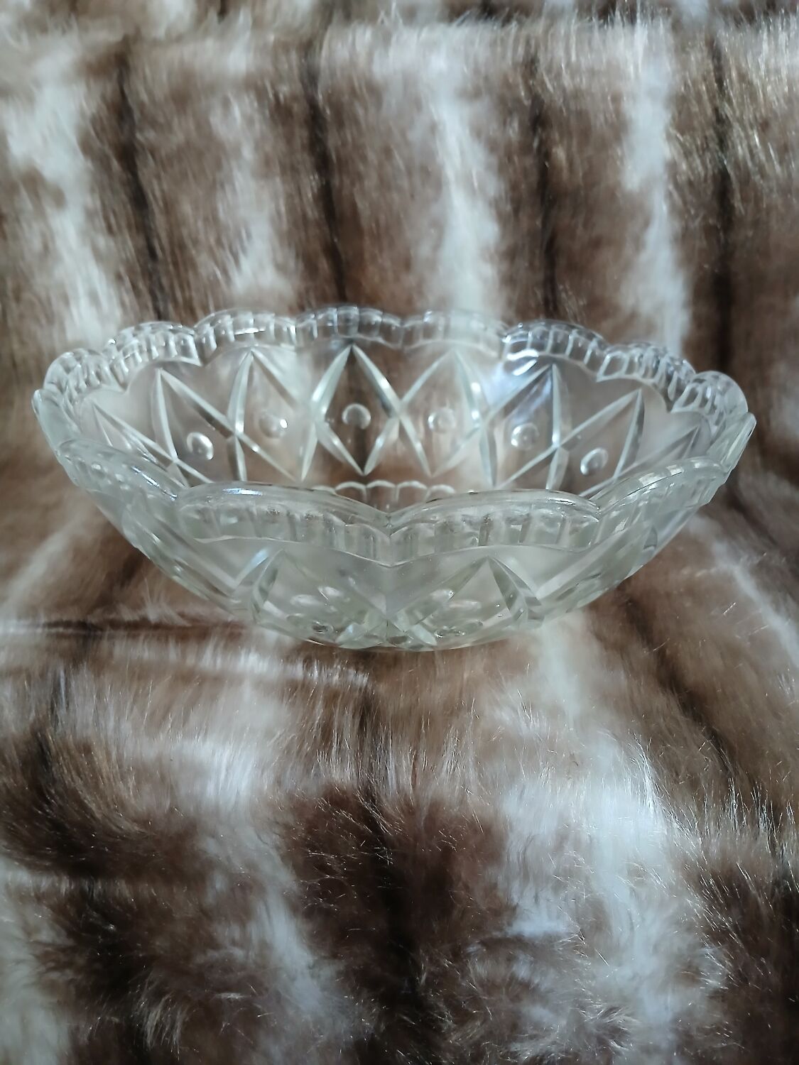 Antique cut glass salad bowl