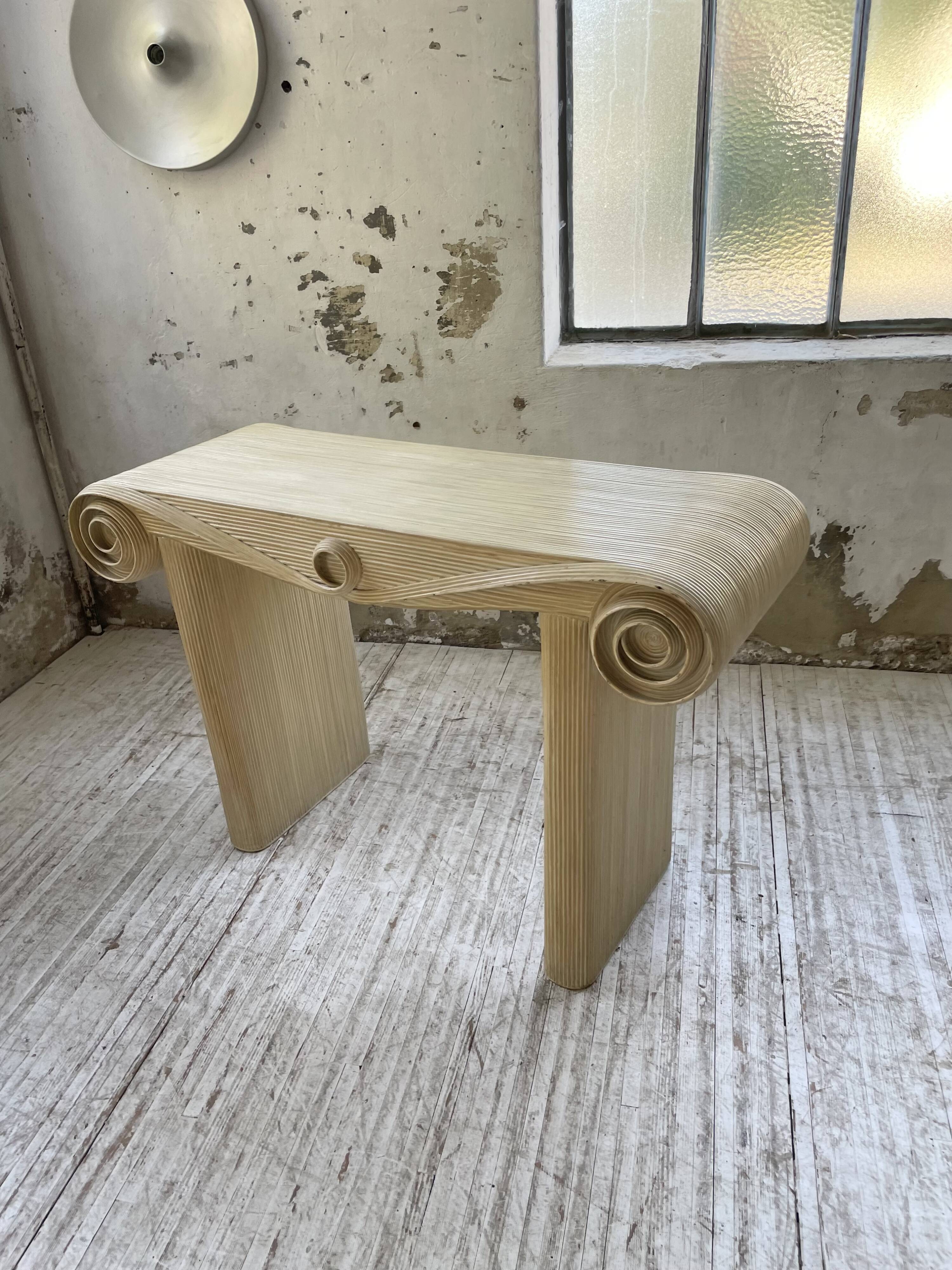 70s console in tropicalist rattan