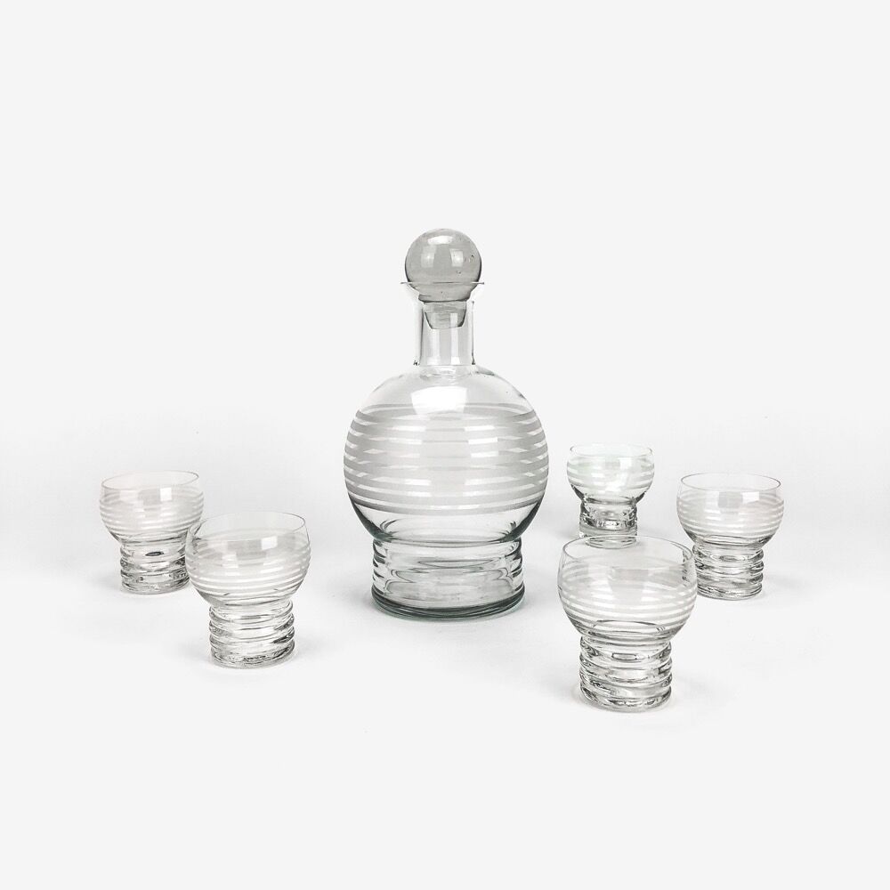 Service à porto verre sablé art déco