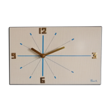 Vintage formica clock silent rectangular wall clock "Blue wood flash"