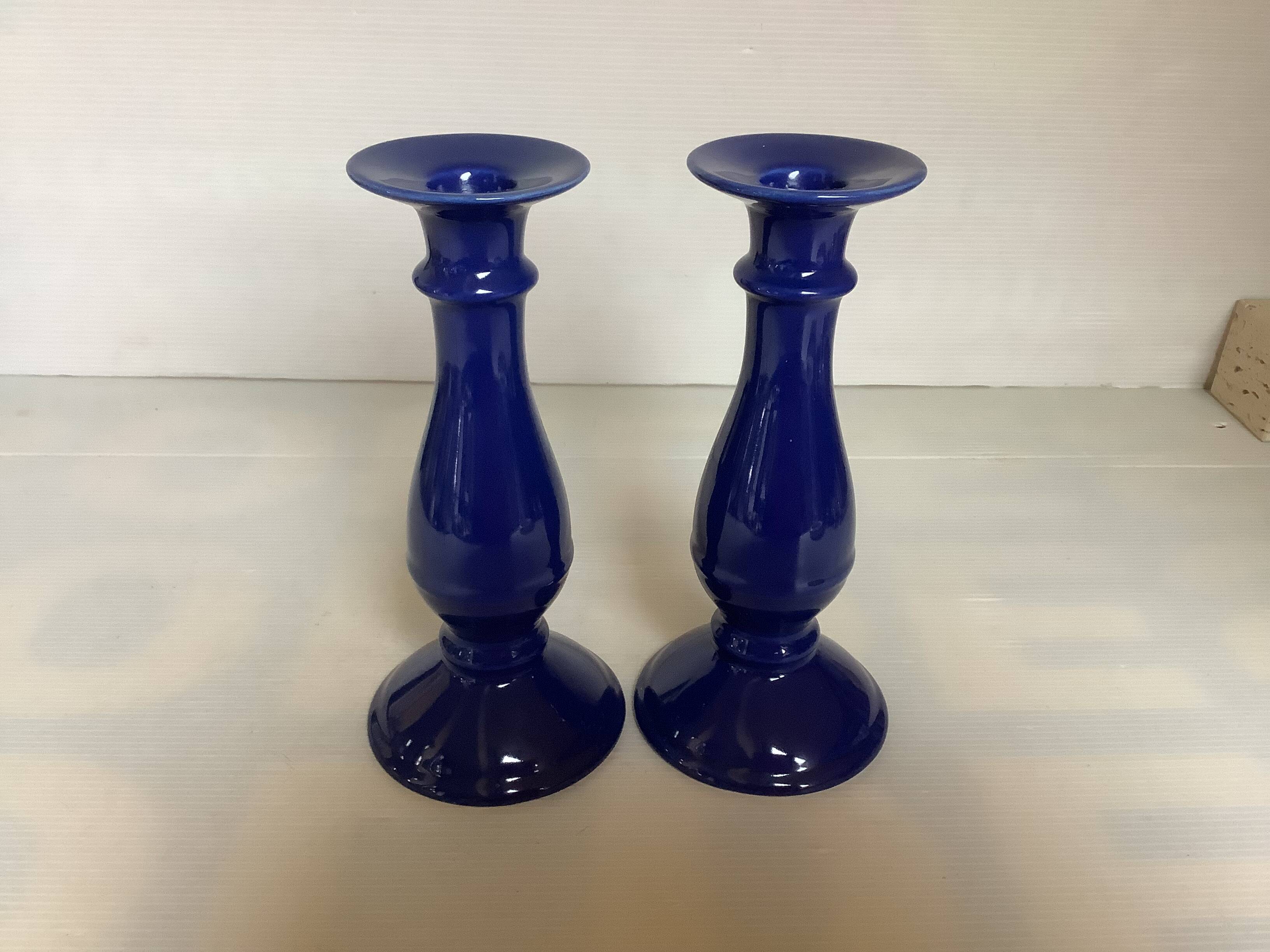 Pair of midnight blue candlesticks