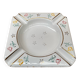 Old ashtray aubecq white enameled metal decor flowers & stars vintage