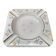 Old ashtray aubecq white enameled metal decor flowers & stars vintage