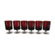 6 glasses of wine/water on foot ruby red color, Cavalier Luminarc France, vintage 70s