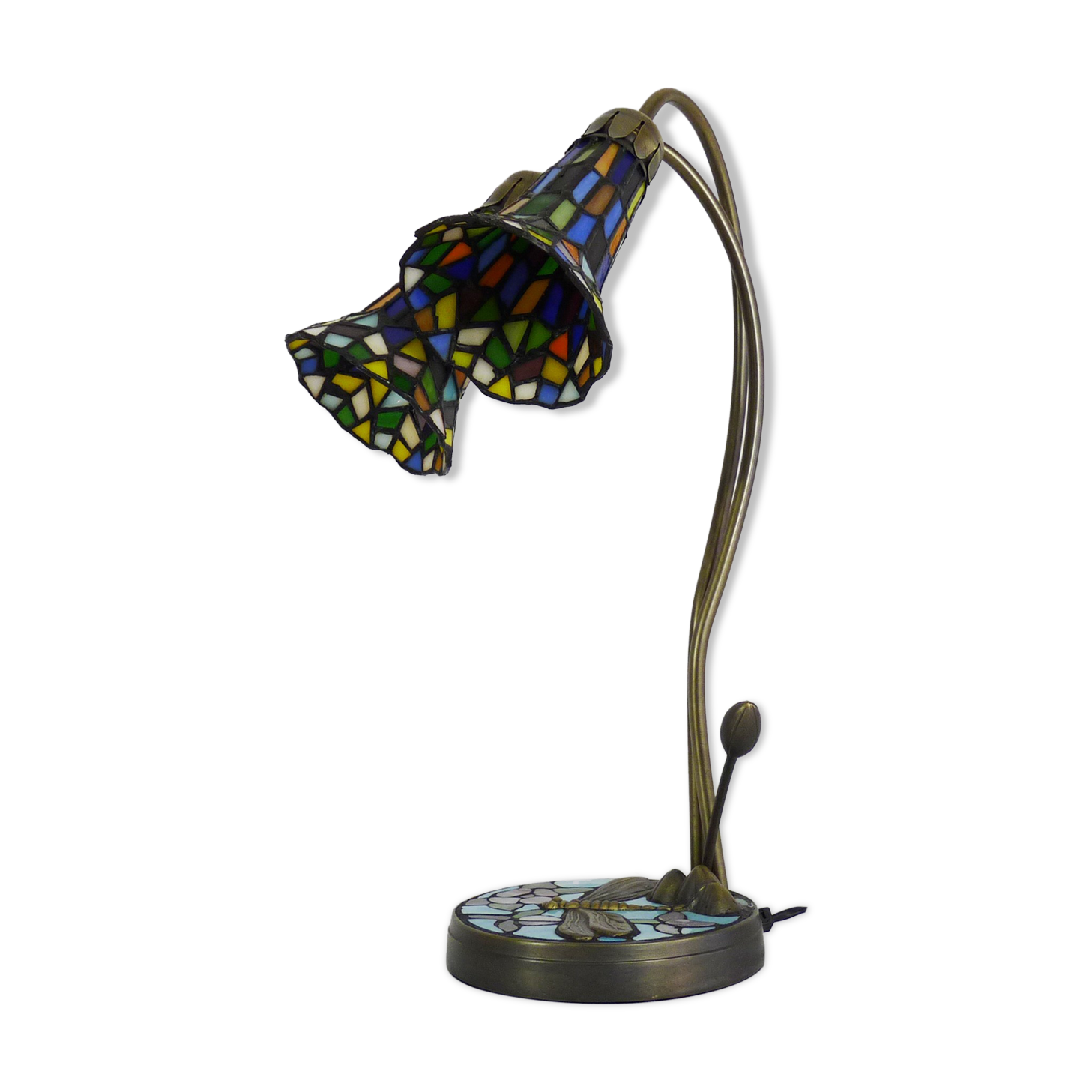 Tiffany dragonfly lamp with two branches, 2 tulips, art deco style