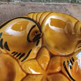 Vintage French Oyster Plate in Majolica from Vallauris, with fishes and shells
