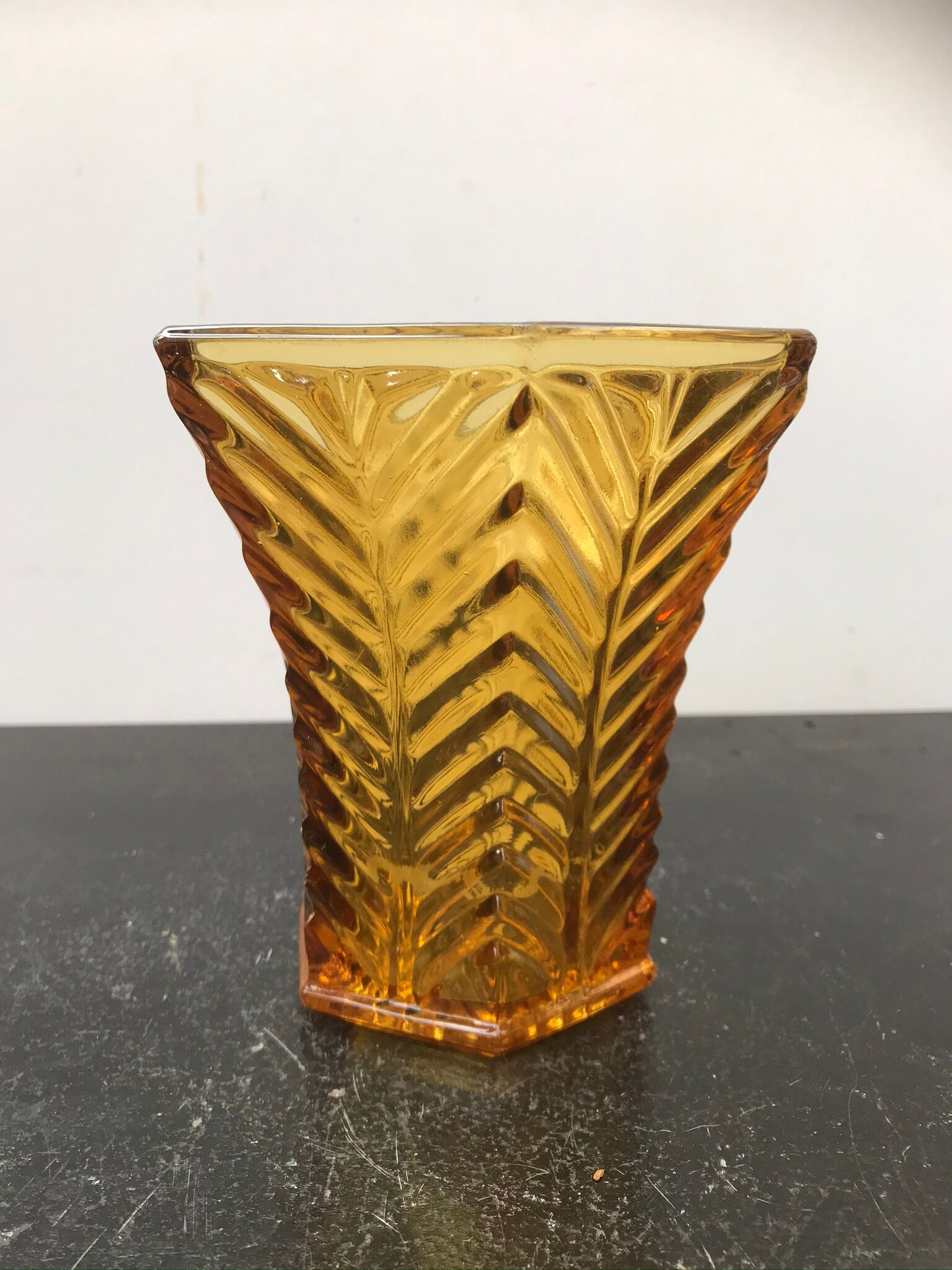 Vintage yellow glass art deco vase