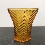Vintage yellow glass art deco vase