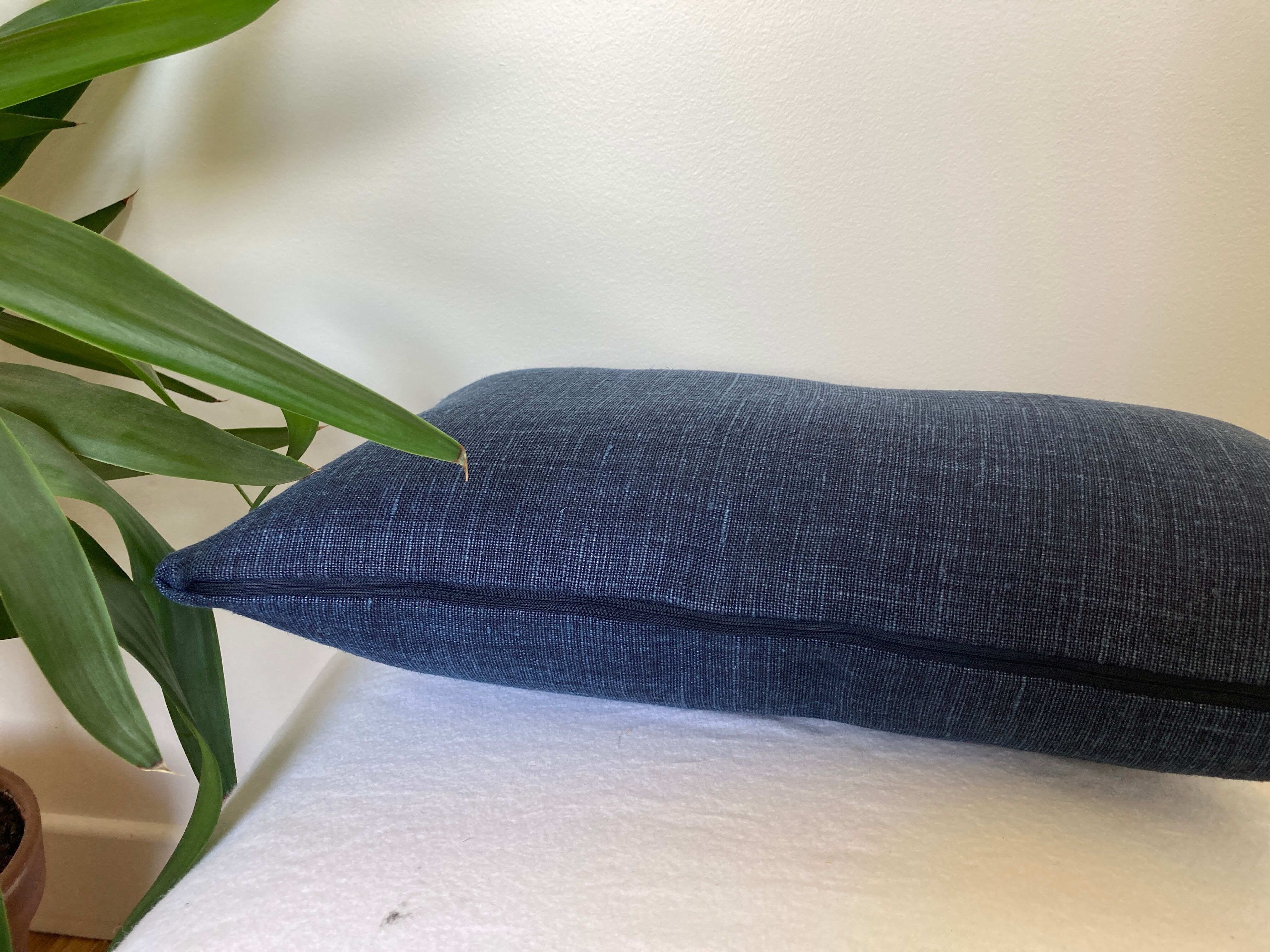Navy blue linen cushion