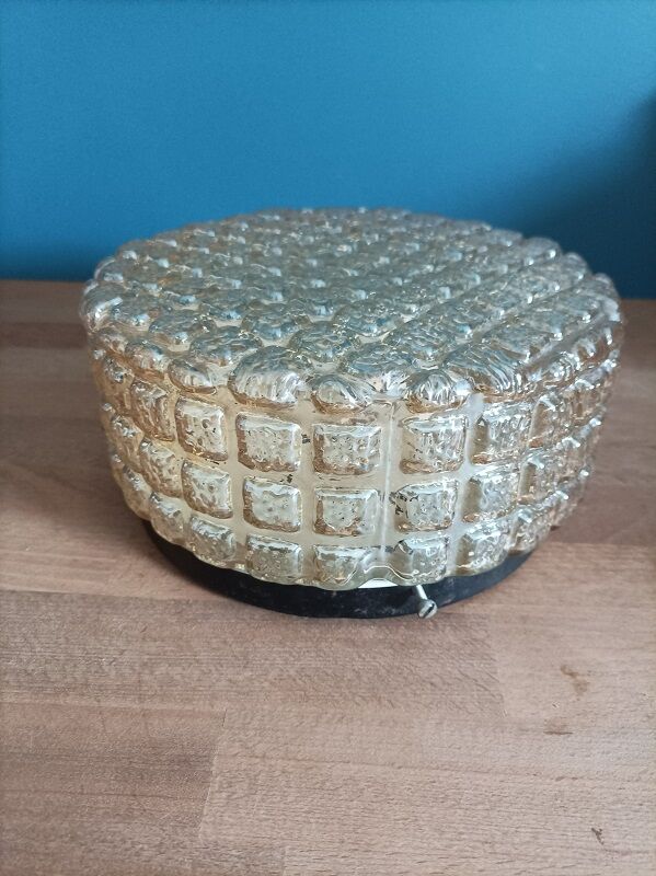 Ceiling lamp smoked molded glass metal base