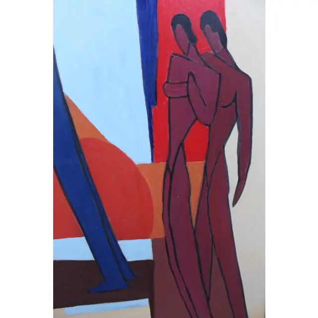Vintage Figurative Abstract Nudes Painting
