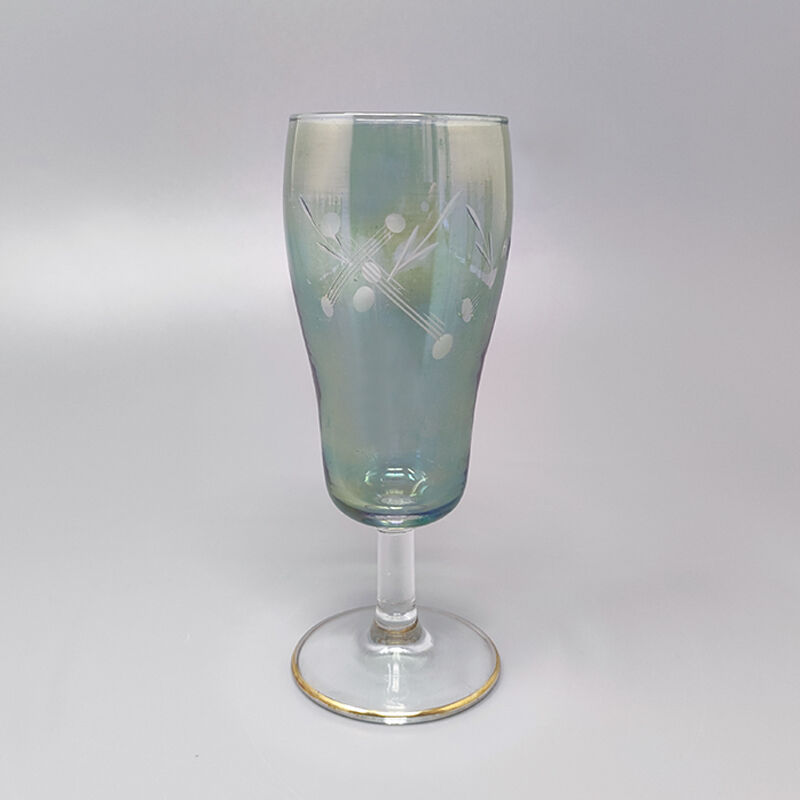 1960s set of six crystal glasses, made in Italy