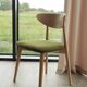 Natural Dining Chair with green upholstery, new modern design vintage style