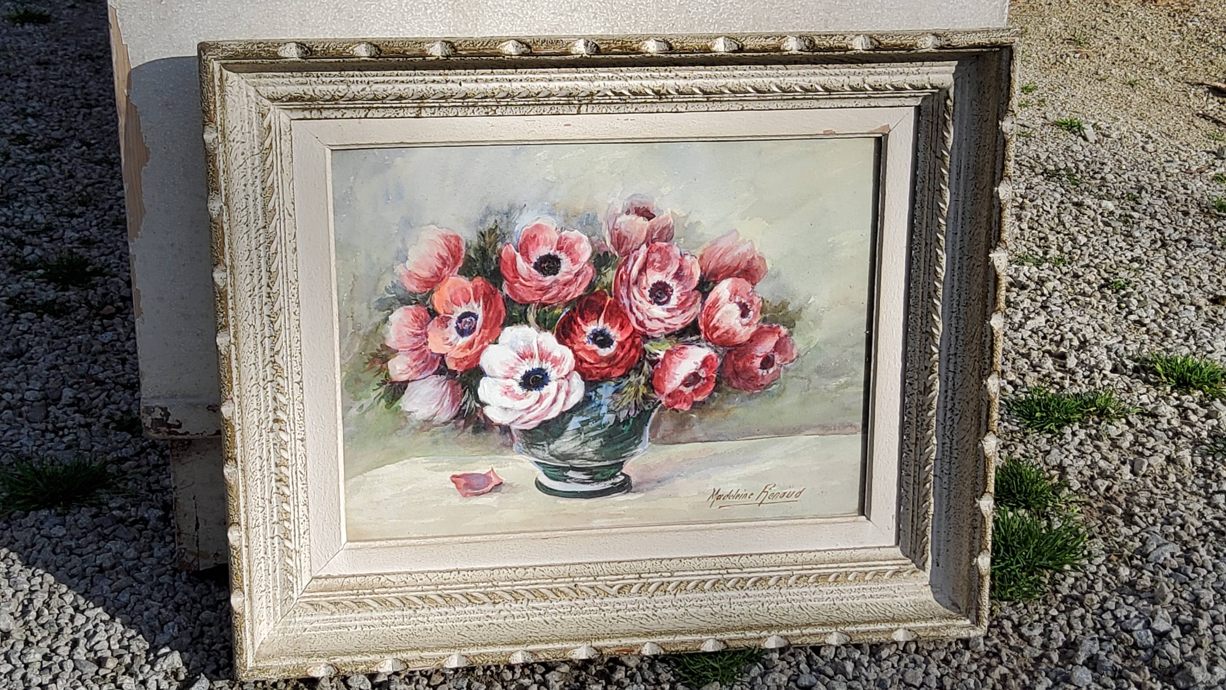 Tableau aquarelle de Madeleine Renaud milieu XXieme siècle