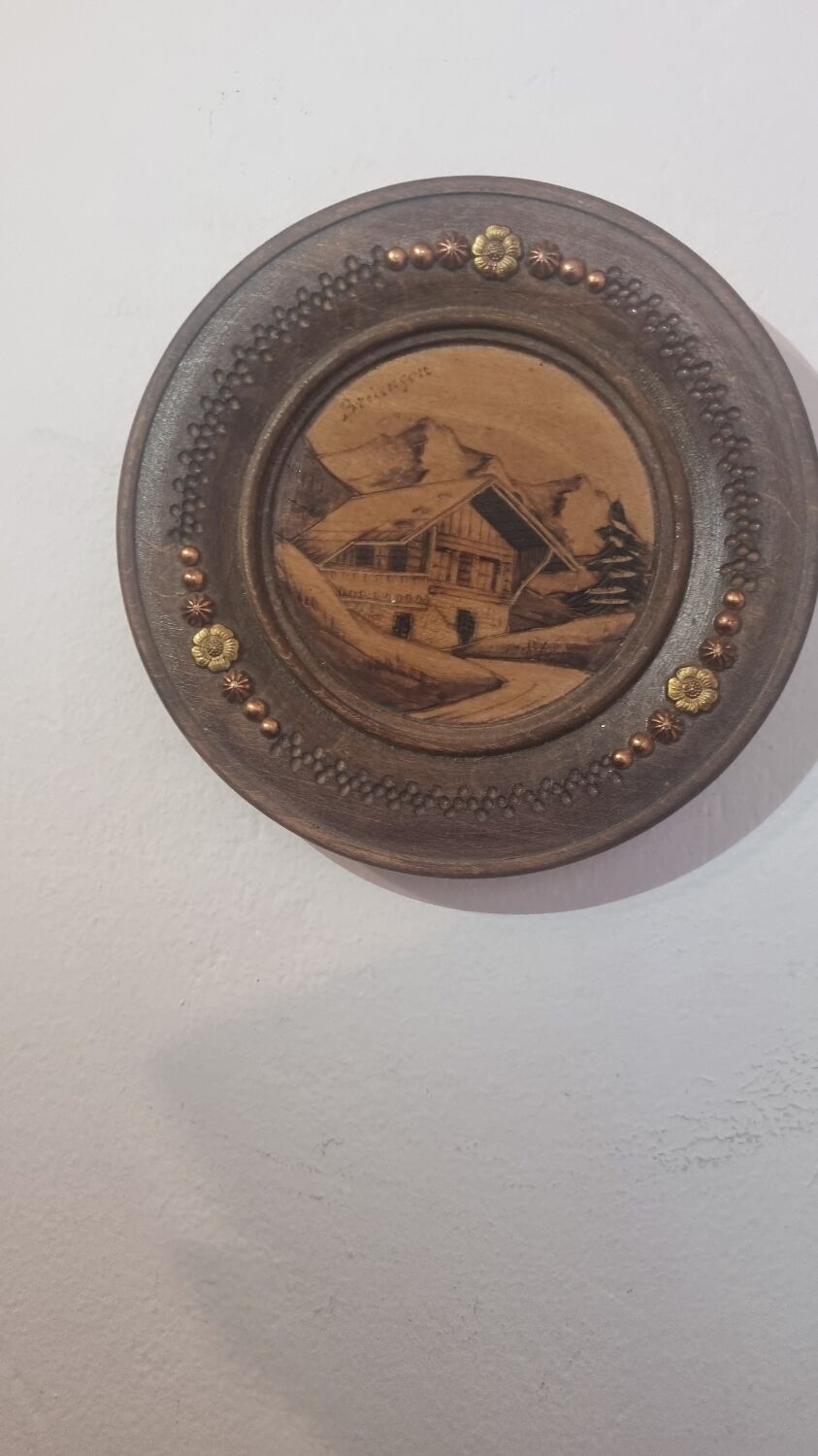 Ancien tableau marqueterie alsacienne signe boli