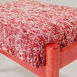 Pair of wooden stools with red crabs