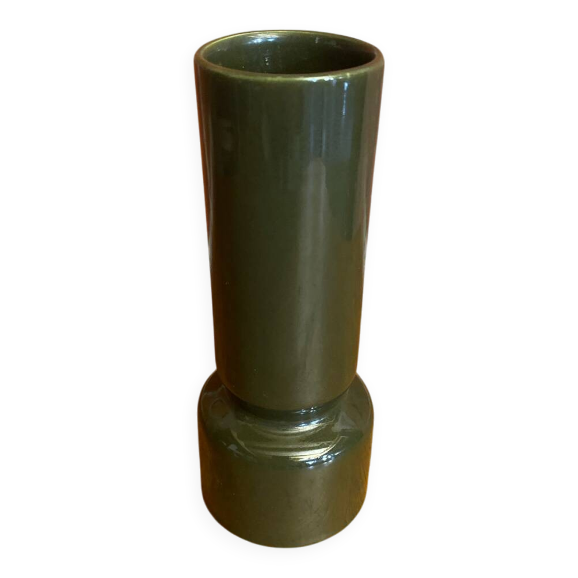 Vase Rouleau Ancien Villenauxe Letang Céramique Verte Vintage