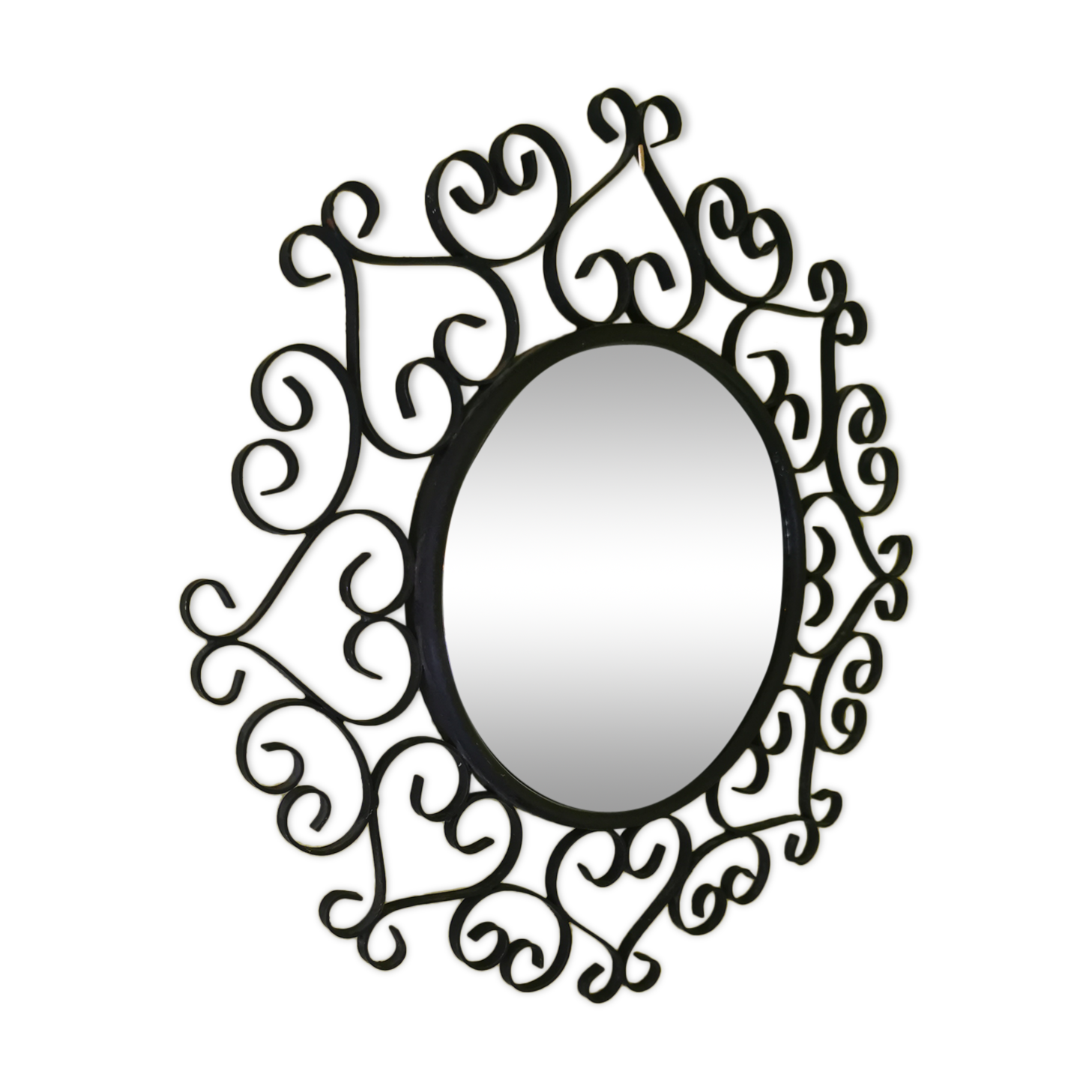 Vintage witch round mirror with wrought iron - 38cm