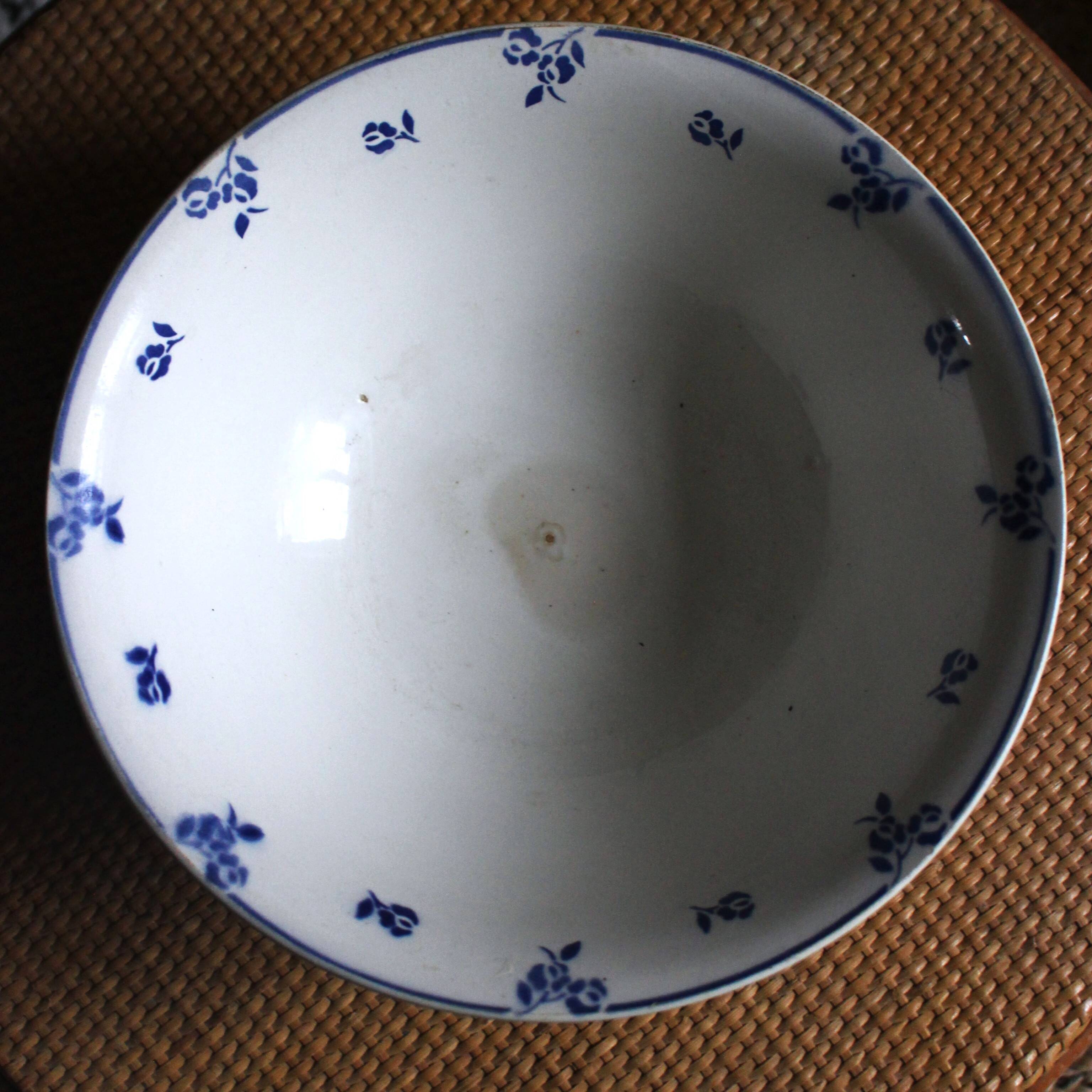 Blue salad bowl Digoin Art Deco Flowers