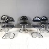 Vintage Chrome and Leather Cantilever Dining Chairs, 1970s