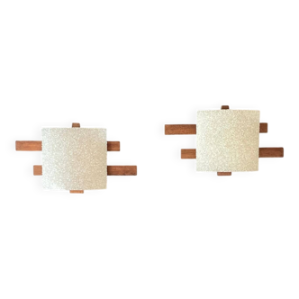 Pair of teak wall lights