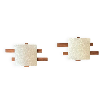 Paire d’appliques teck