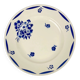 Half-porcelain cake dish Badonviller, blue flower pattern, early 20th century.