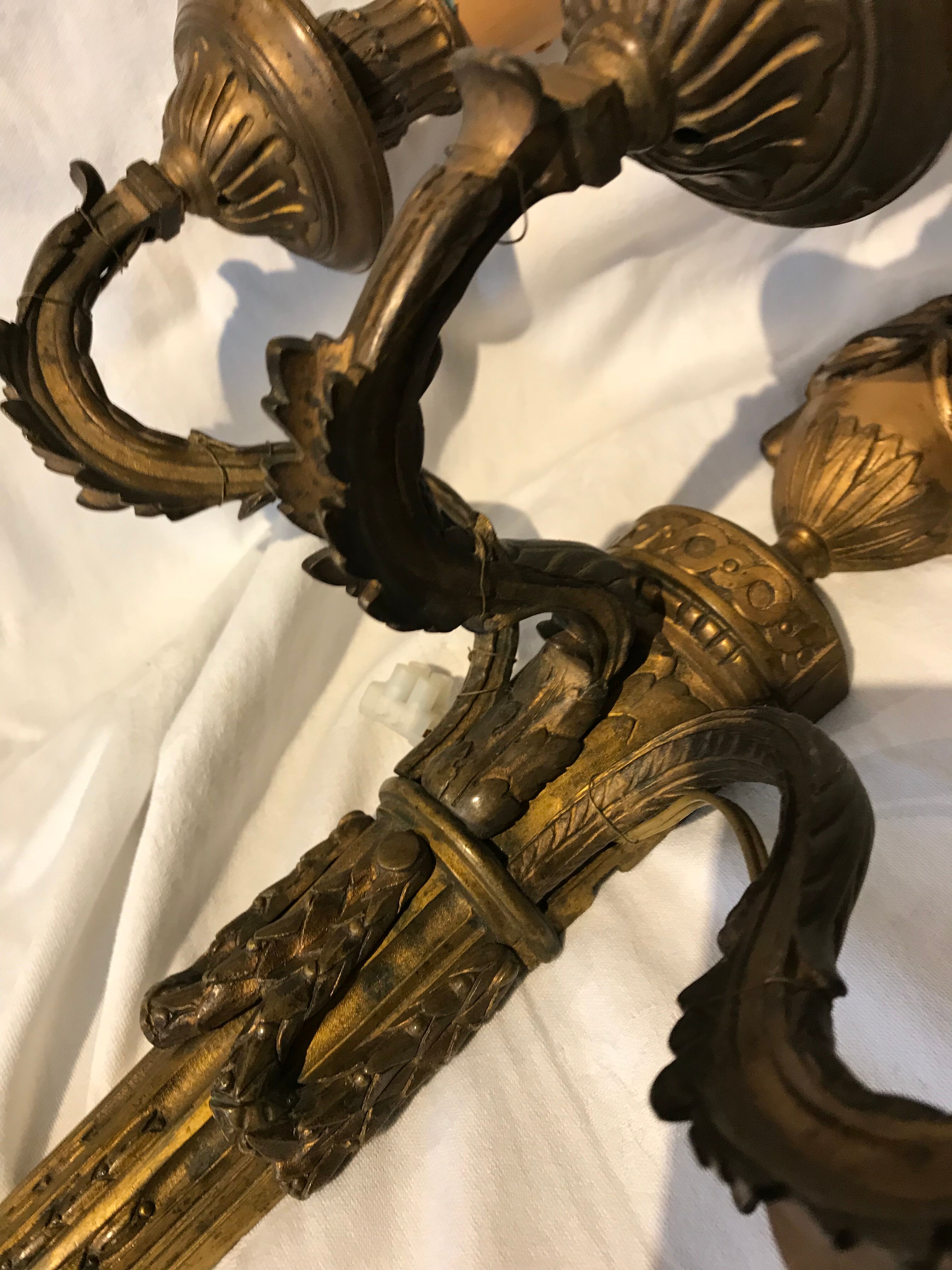 Pair of bronze sconces