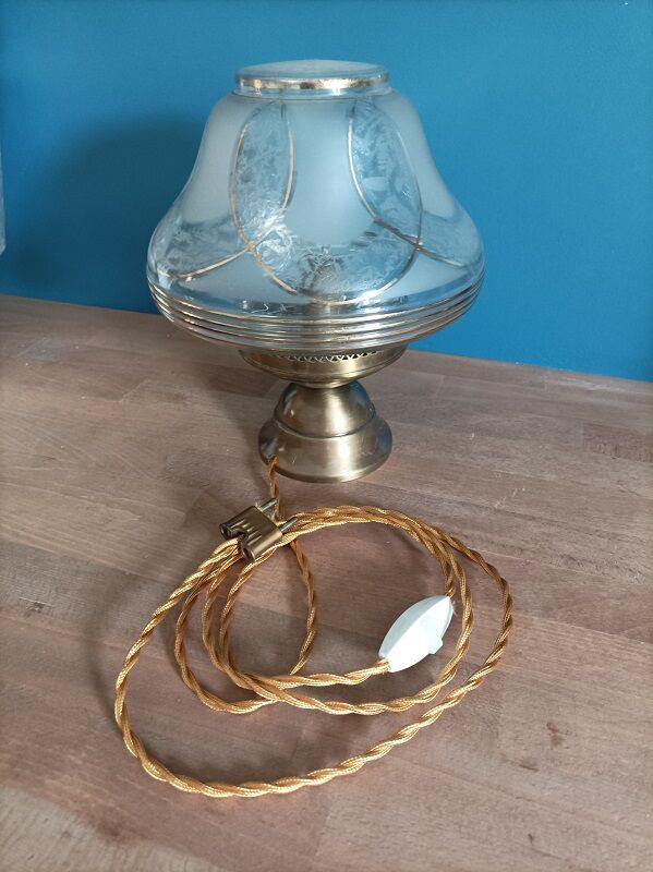 Living room lamp globe art deco gold border base brass dp 0723030