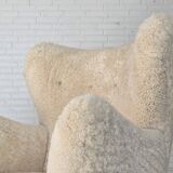 1960s, Danish armchair, genuine sheepskin "Canberra", reupholstered.