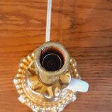 Art deco lamp earthenware malicorne golden 30s in the shape of hand candlestick
