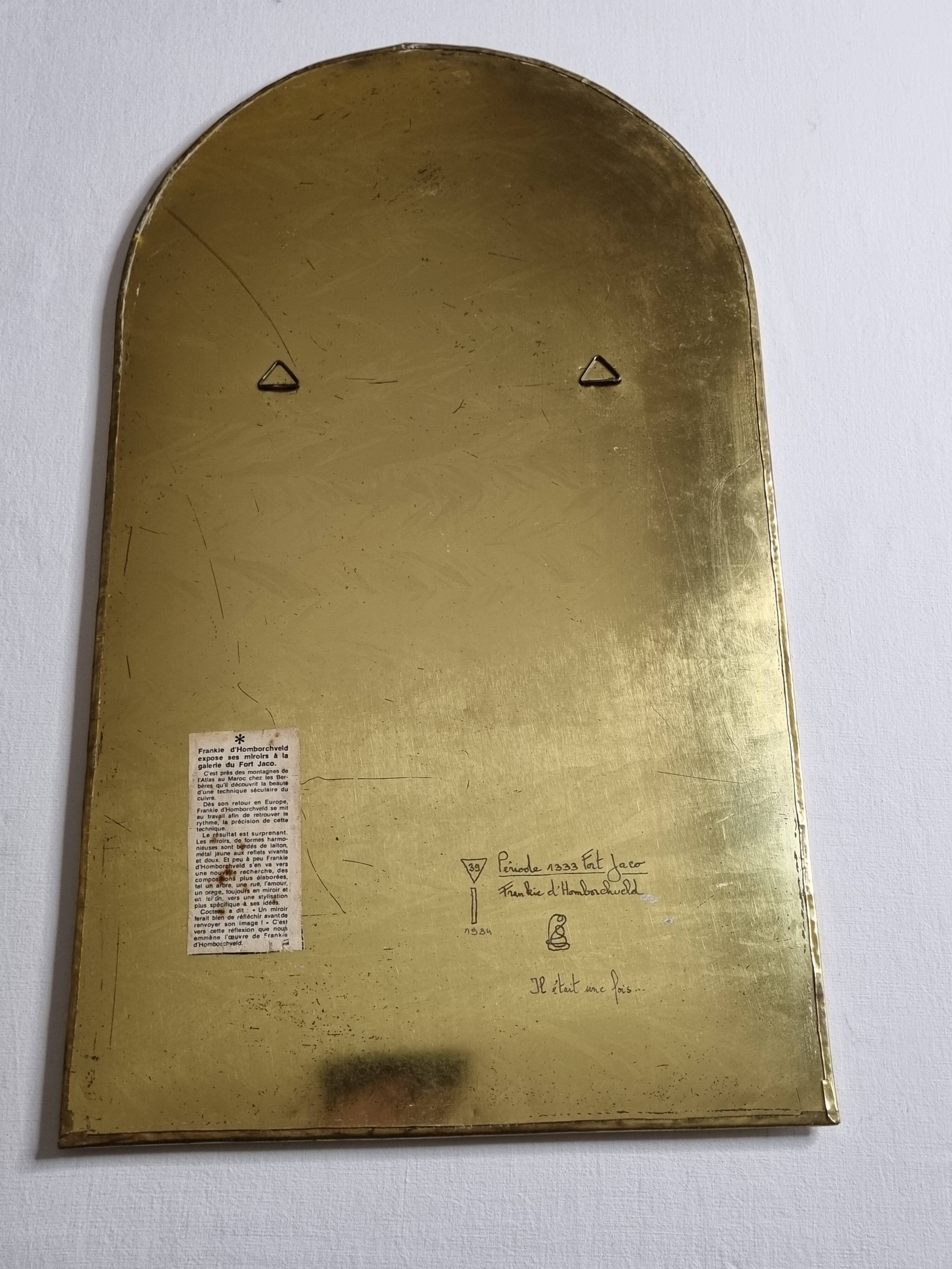 Brass mirror by Frankie d'Homborchveld, unique piece, 60 x 35 cm