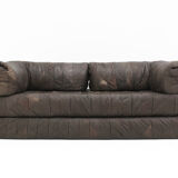 Canapé vintage en cuir patchwork des années 1970