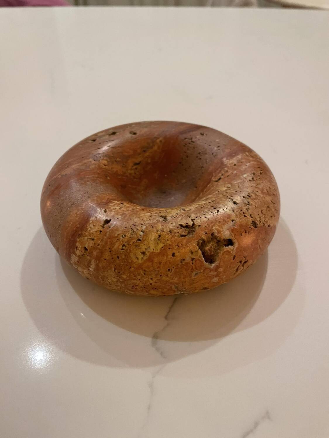 Vintage red travertine ashtray attributed to Sergio Asti for Up&up, Italy, 1970s