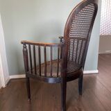 Fauteuil art déco en bois et rotin, années 1920