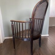 Fauteuil art déco en bois et rotin, années 1920