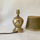Bronze lamp, new 2M fabric cable, jute lampshade