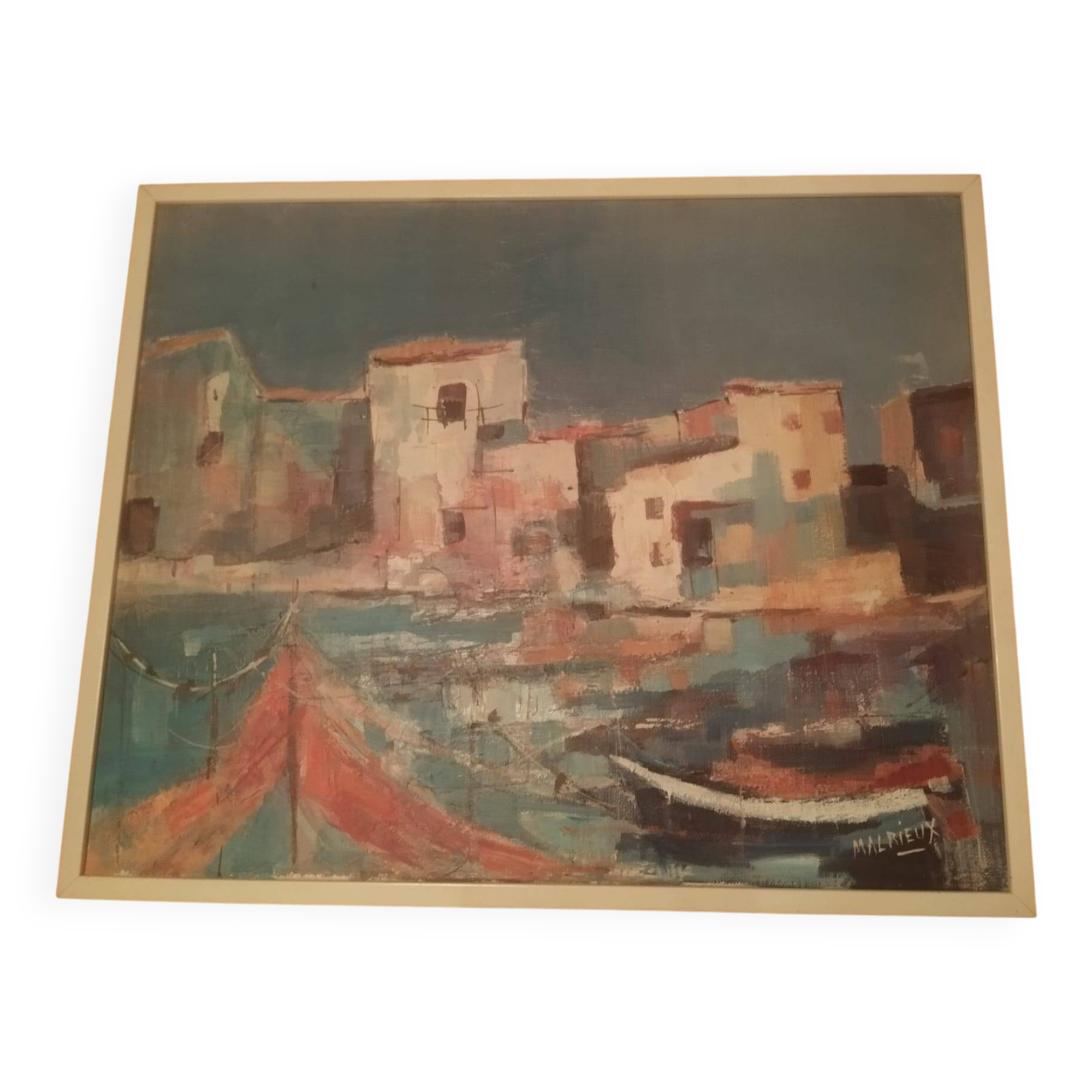 Oil painting by Malrieux - port of Greece