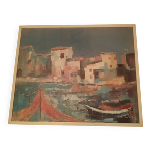 Tableau à l'huile Malrieux - port