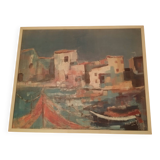 Oil painting by Malrieux - port of Greece