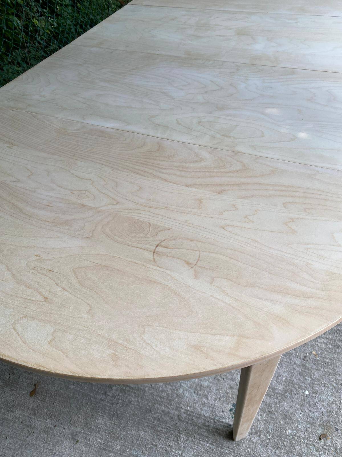 Table à manger scandinave ronde extensible rénovée en bois brut 210cm