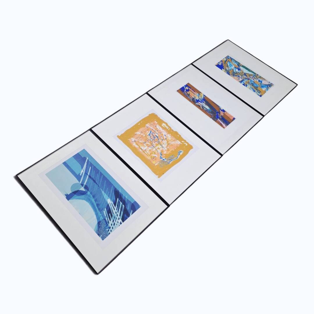 Set of 4 abstract artist proofs – Signed GW – Circa 1990