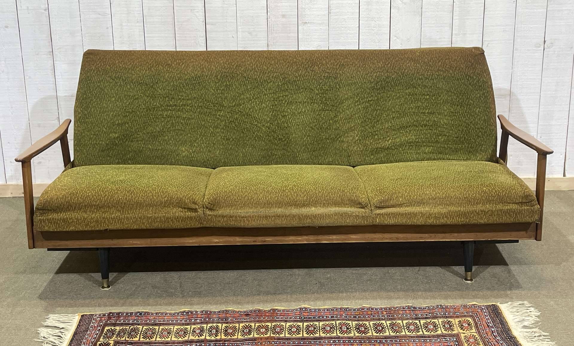1970s English beech sofa bed