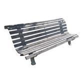 Bank made of metal and wood, old public bench.