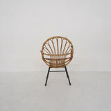 Rohe Noordwolde rattan and metal lounge chair, The Netherlands 1950's