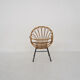 Fauteuil en rotin et en métal Rohe Noordwolde, Pays-Bas des années 1950